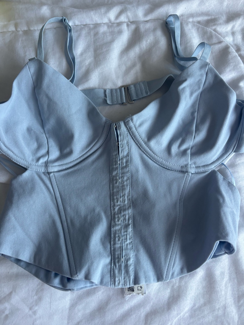 Light Blue Corset-Style Bustier Top